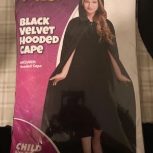 Halloween or Cosplay Black cape, hat, broom stick